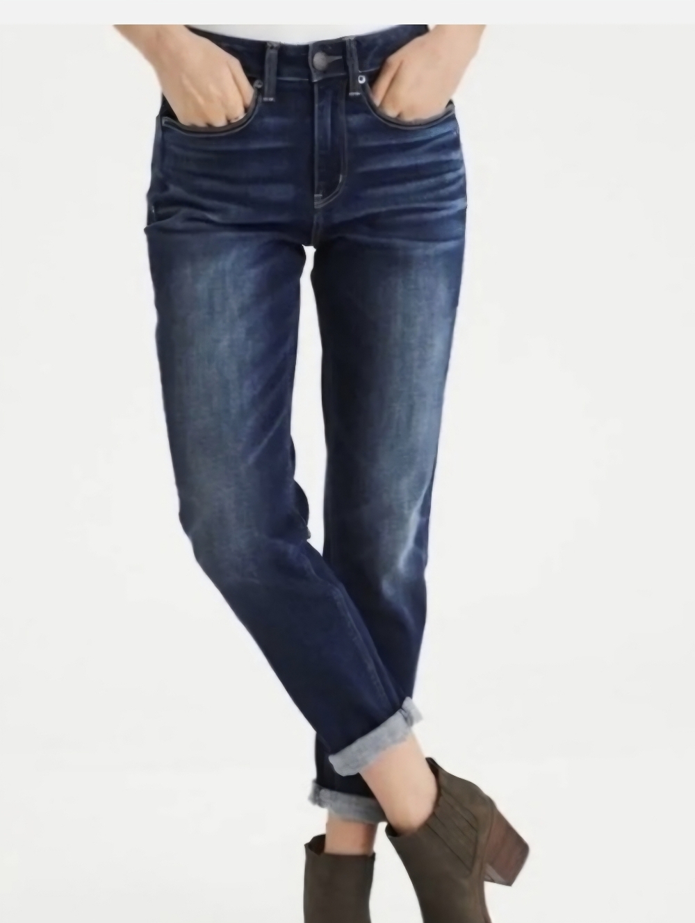 AMERICAN EAGLE Tomgirl High-Rise Dark Wash Relaxed Fit Denim Jeans Women's SZ 16